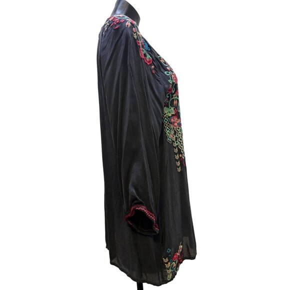 Johnny Was Embroidered Blouse Gray Multicolor L - Picture 3 of 6